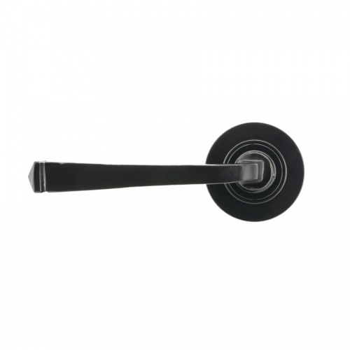 Black Avon Round Lever on Rose Set (Plain Rose)